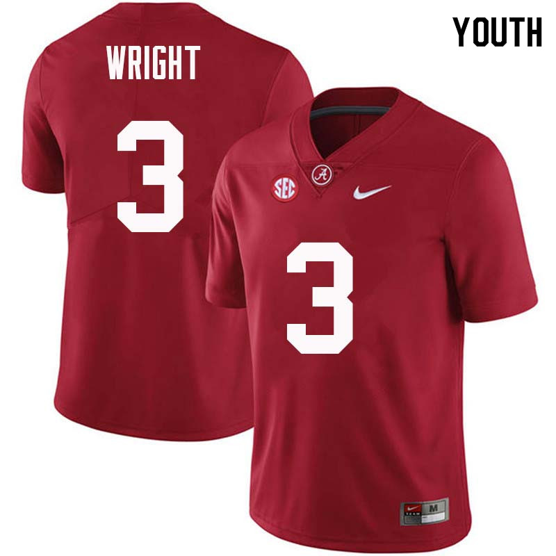 Alabama Crimson Tide Youth Daniel Wright #3 Crimson NCAA Nike Authentic Stitched College Football Jersey GJ16U56DI